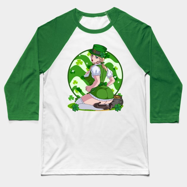 Sexy Leprechaun Pigtails St Patricks Day Irish Lass Pride Baseball T-Shirt by Noseking